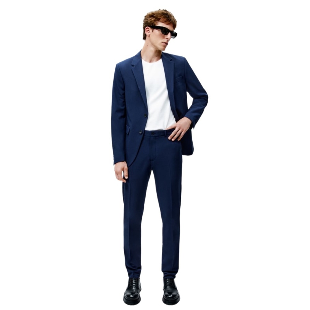 ZARA Man Navy Velvet Trim Slim Fit Dress Pants Size 31